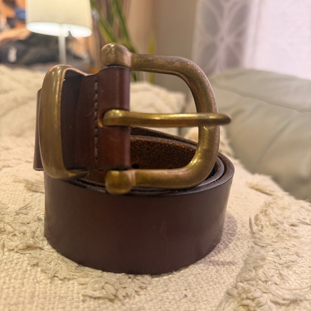 Limited Leather Belt in Dark Brown with Brass tone Buckle